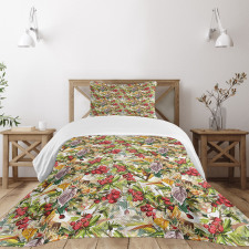 Flower Berries Rustic Art Bedspread Set