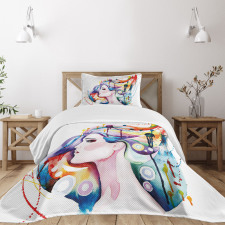 Grunge Young Woman Bedspread Set