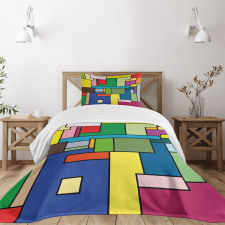 Vivid Mondrian Squares Bedspread Set