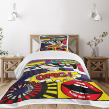 Comic Book Pattern Bedspread Set