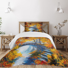 Autumn Forest with Bridge Bedspread Set