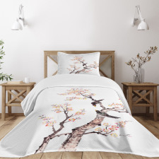 Chinese Paint of Flowers Bedspread Set