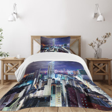 Downtown Hong Kong Night Bedspread Set