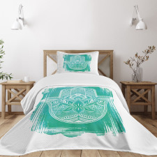 Grungy Floral Ethnic Motif Bedspread Set