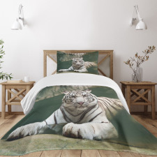 White Tiger Swimming Fun Bedspread Set