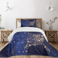 America Continent Space Bedspread Set