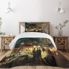 City Street Colorful Art Bedspread Set