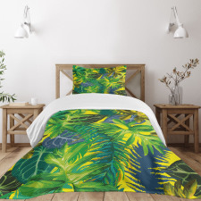 Exotic Leaves Watercolor Bedspread Set