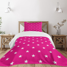 White Stars Girlish Bedspread Set