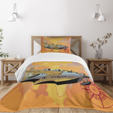 Retro Seaplane Bedspread Set