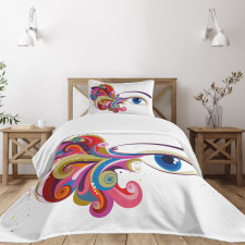 Woman's Eye Colorful Art Bedspread Set