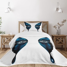 Realistic Female Butterfly Bedspread Set