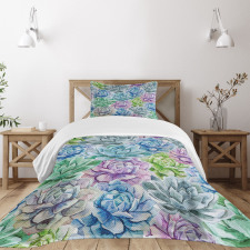 Flowers in Watercolor Bedspread Set