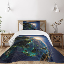 Vivid Globe Space Network Bedspread Set
