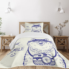 Cartoon Puppy Bedspread Set