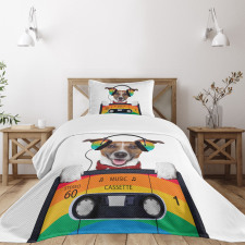 Dog Headphones Bedspread Set