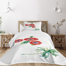 Red Watercolors Bedspread Set