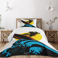 Man on Sea Waves Bedspread Set