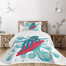 Surfer Octopus Bedspread Set
