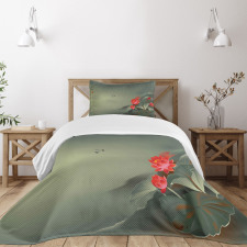 Lotus Blooms Hazy Tones Bedspread Set