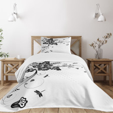 Fern Plants Floral Bedspread Set