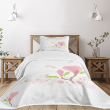 Soft Magnolia Leaves Bedspread Set