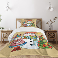 Toy Snowman Tree Bedspread Set