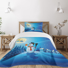 Snowy Land Pines Moon Bedspread Set