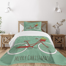 Retro Bike Xmas Trees Bedspread Set