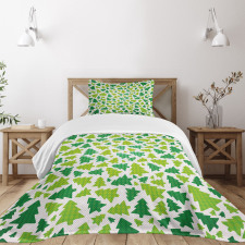 Fir Tree Silhouettes Bedspread Set