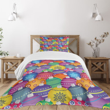 Colorful Xmas Balls Bedspread Set