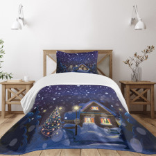 Winter Night House Bedspread Set