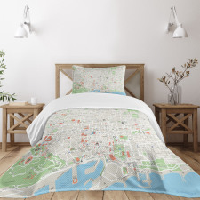 Barcelona Streets Parks Bedspread Set