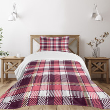 Retro Plaid Squares Bedspread Set