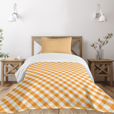 Orange Gingham Tile Bedspread Set