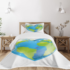 Vibrant Globe Heart Shape Bedspread Set