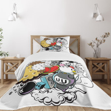 Animal Food Crazy Doodle Bedspread Set