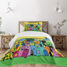 Hand Drawn Crazy Doodle Bedspread Set