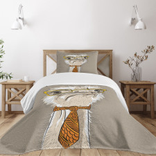 Funny Hipster Ostrich Bedspread Set