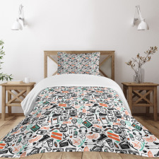 Hipster Fashion Sketch Bedspread Set