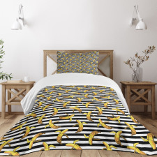 Stripes Tropical Bananas Bedspread Set