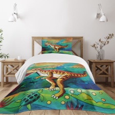 Colorful Velociraptor Bedspread Set