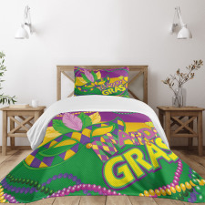 Vivid Beads Feathers Bedspread Set