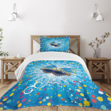 Colorful Dots Swirls Bedspread Set