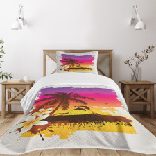 Tropical Beach Sunset Bedspread Set