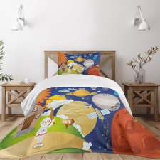 Cartoon Outer Space Bedspread Set