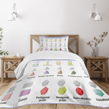 3D Shapes School Theme Bedspread Set