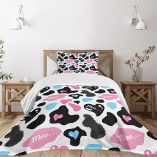 Cow Hide Heart Bedspread Set