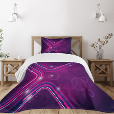 Purple Lines Circles Bedspread Set