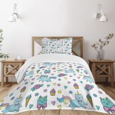 Hearts Stars Floral Bedspread Set